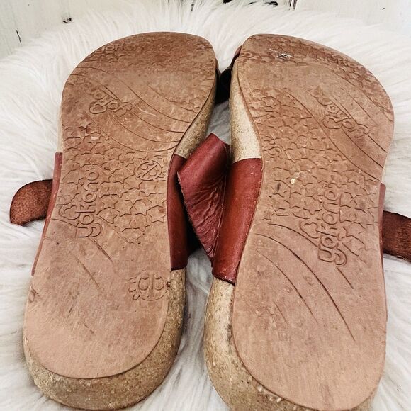 Yokono Ibiza Brown Leather Earthy Loop Toe Slip on Sandals Boho Size 6.5 - Picture 6 of 7